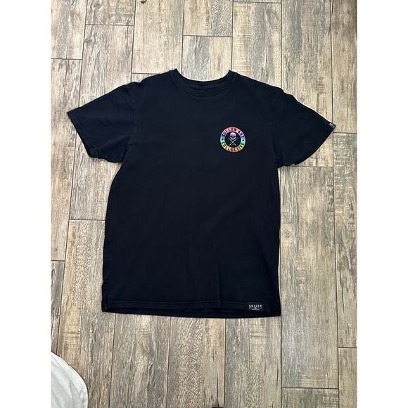 Sullen Black Crew Neck Rainbow Floral Skull Graphic Pride T-Shirt Size Medium - Picture 4 of 5